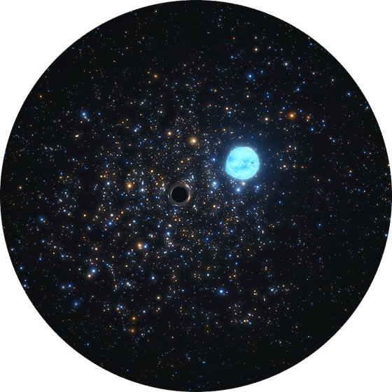 Artist&rsquo;s impression of the black hole in NGC 1850 distorting its companion star