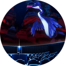 Sf&eacute;rick&eacute; kino s projekc&iacute; animovan&eacute;ho modr&eacute;ho kormor&aacute;na Tokla z filmu H2O: Když voda vypr&aacute;v&iacute;.