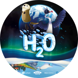 Promo plak&aacute;t k filmu H2O: Když voda vypr&aacute;v&iacute; s postavami Sednou a Toklem na pozad&iacute; modr&eacute; planety.